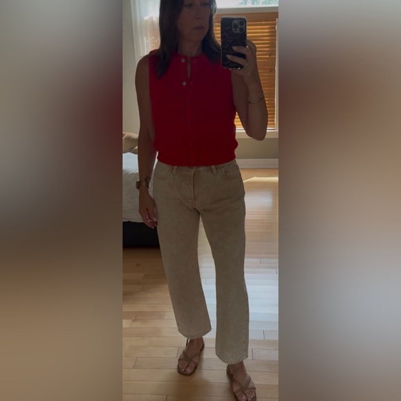 J Crew cropped snap up sweater shell. 100% cotton. - Picture 3 of 3